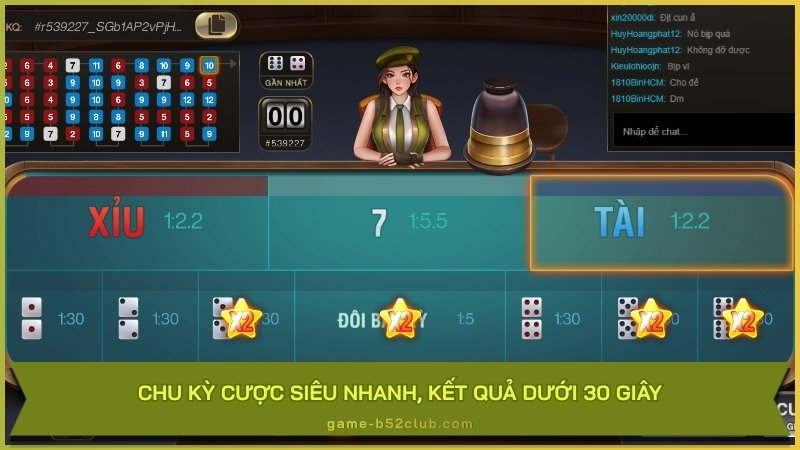 Chu kỳ ván cược cực kỳ nhanh, chỉ dưới 30 giây