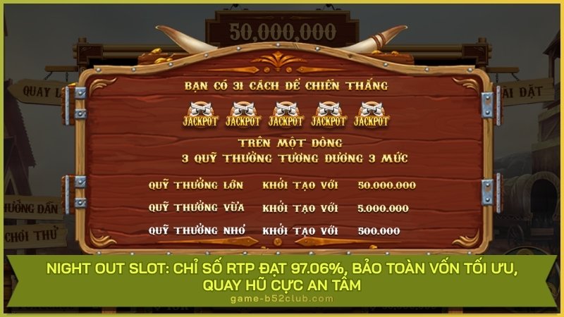Night Out Slot: Chỉ số RTP đạt 97.06%, bảo toàn vốn tối ưu, quay hũ cực an tâm.