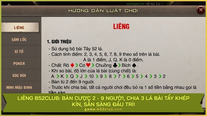 Liêng B52Club: Bàn cược 2 - 9 người, chia 3 lá bài tẩy khép kín, sẵn sàng đấu trí!