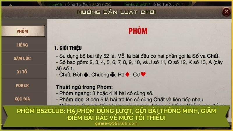 Phỏm B52Club: Hạ phỏm đúng lượt, gửi bài thông minh, giảm điểm bài rác về mức tối thiểu!