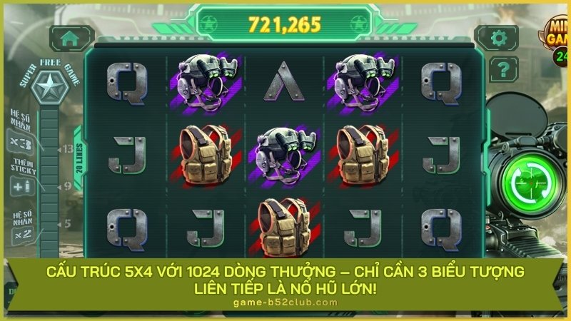 Cấu trúc 5x4 với 1024 dòng thưởng – Chỉ cần 3 biểu tượng liên tiếp là nổ hũ lớn!