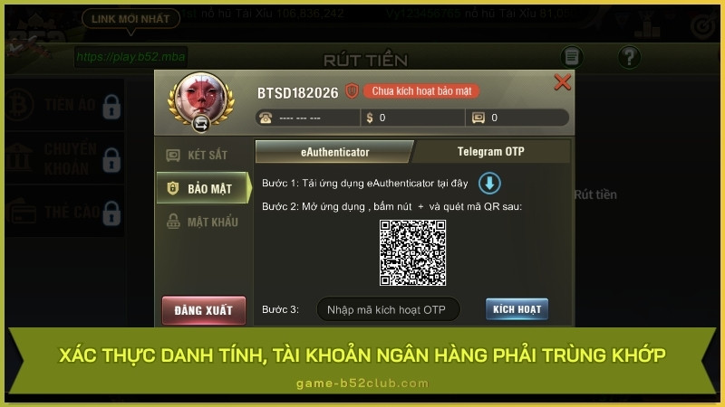 Xác thực danh tính, tài khoản ngân hàng phải trùng khớp