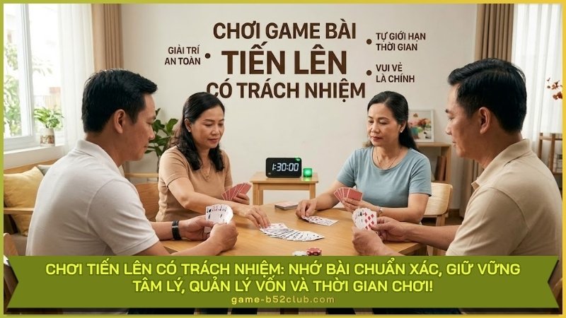 Chơi Tiến Lên có trách nhiệm: Nhớ bài chuẩn xác, giữ vững tâm lý, quản lý vốn và thời gian chơi!