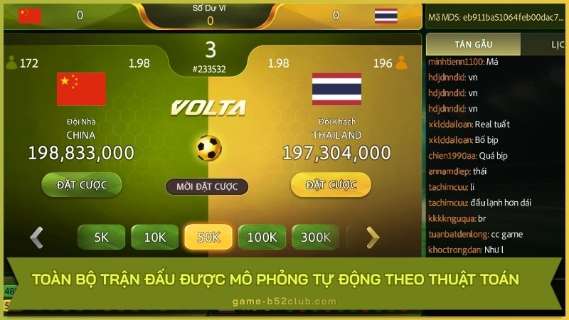 Toàn bộ trận đấu được mô phỏng tự động theo thuật toán